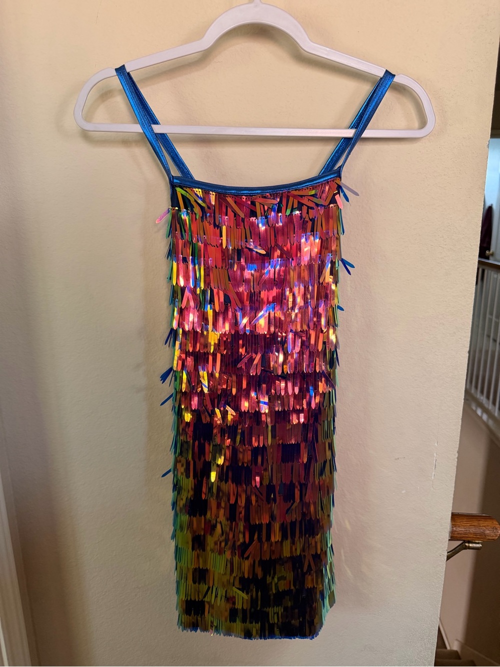 Weissman Multicolor Sequin Fringe Mini Skirt